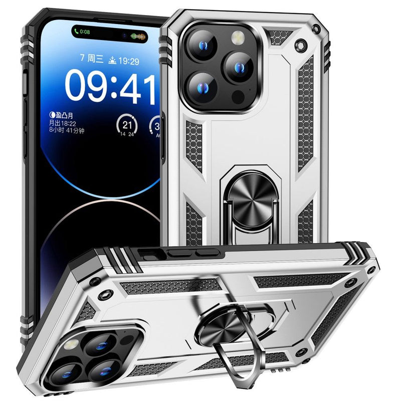 iPhone 15 Pro Max - Magnetisk Hybridcover med Kickstand - sølv