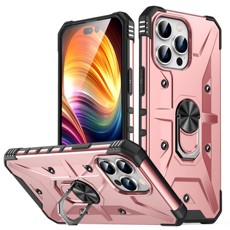 iPhone 15 Pro - Armor Hybrid cover med magnetisk Kickstand - Rosa guld