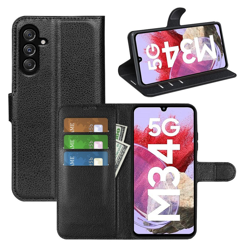 Samsung Galaxy M34 5G - Læder cover / pung - Sort