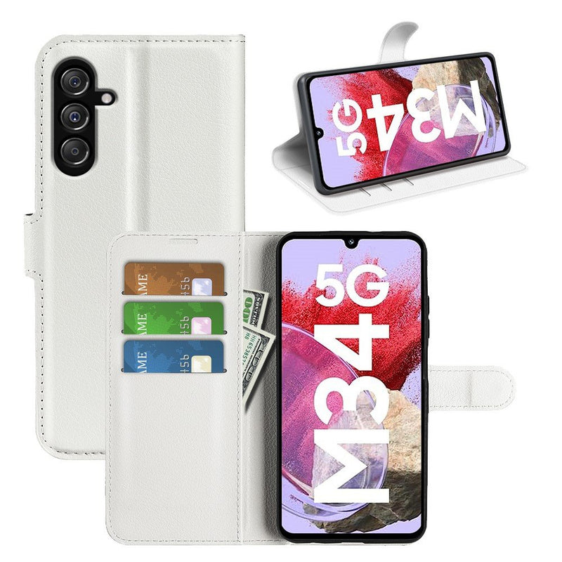 Samsung Galaxy M34 5G - Læder cover / pung - Hvid