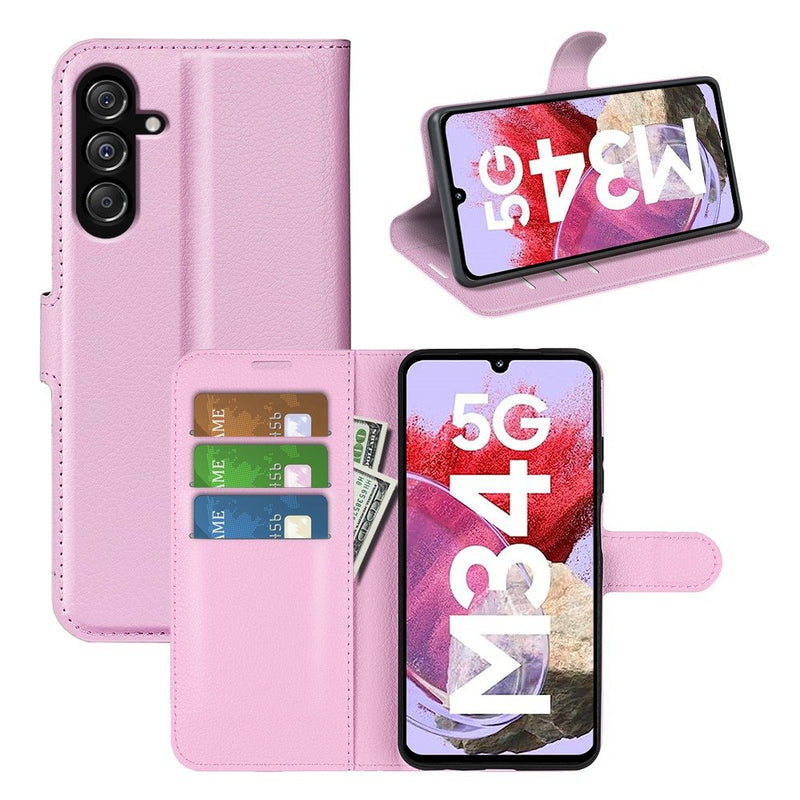 Samsung Galaxy M34 5G - Læder cover / pung - Pink