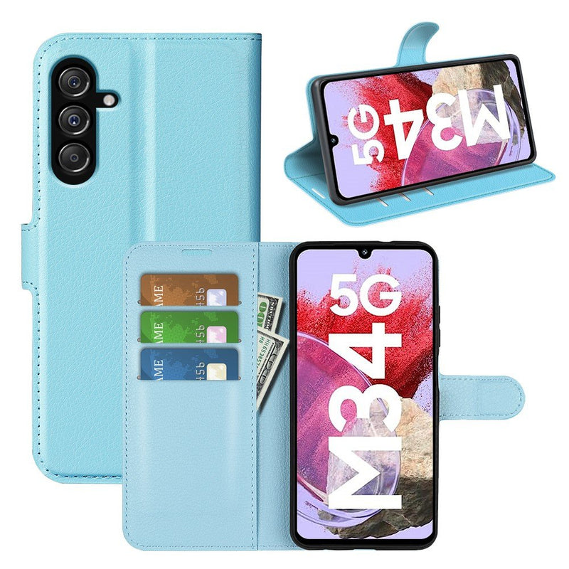 Samsung Galaxy M34 5G - Læder cover / pung - Blå