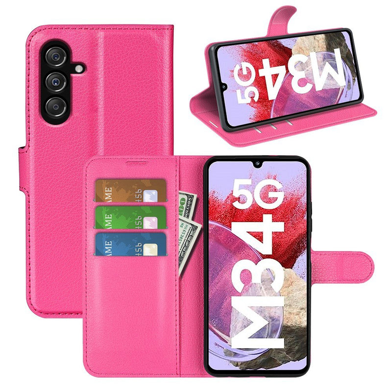 Samsung Galaxy M34 5G - Læder cover / pung - Rosa