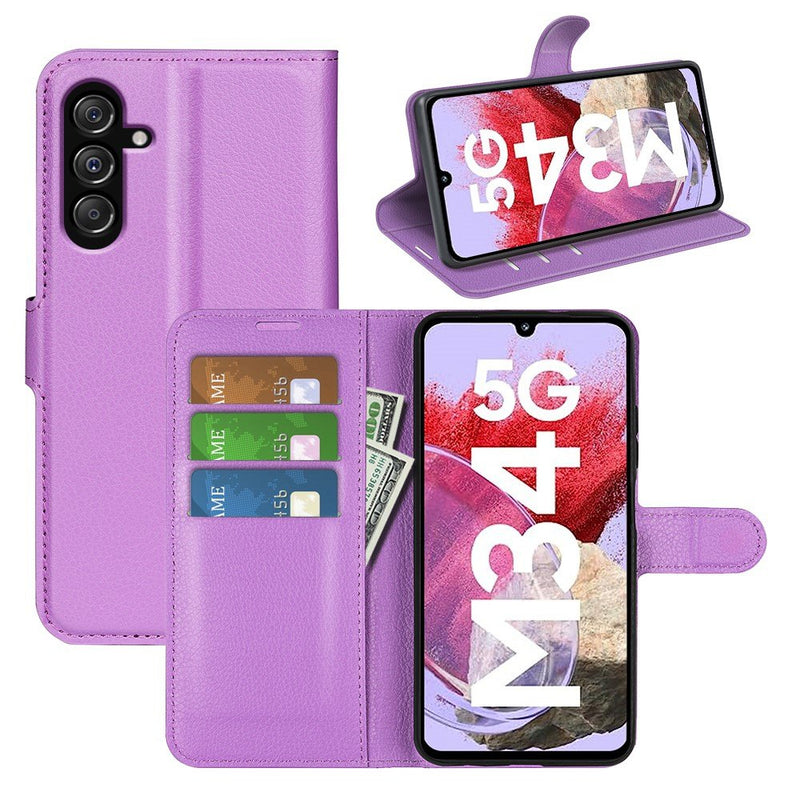 Samsung Galaxy M34 5G - Læder cover / pung - Lilla