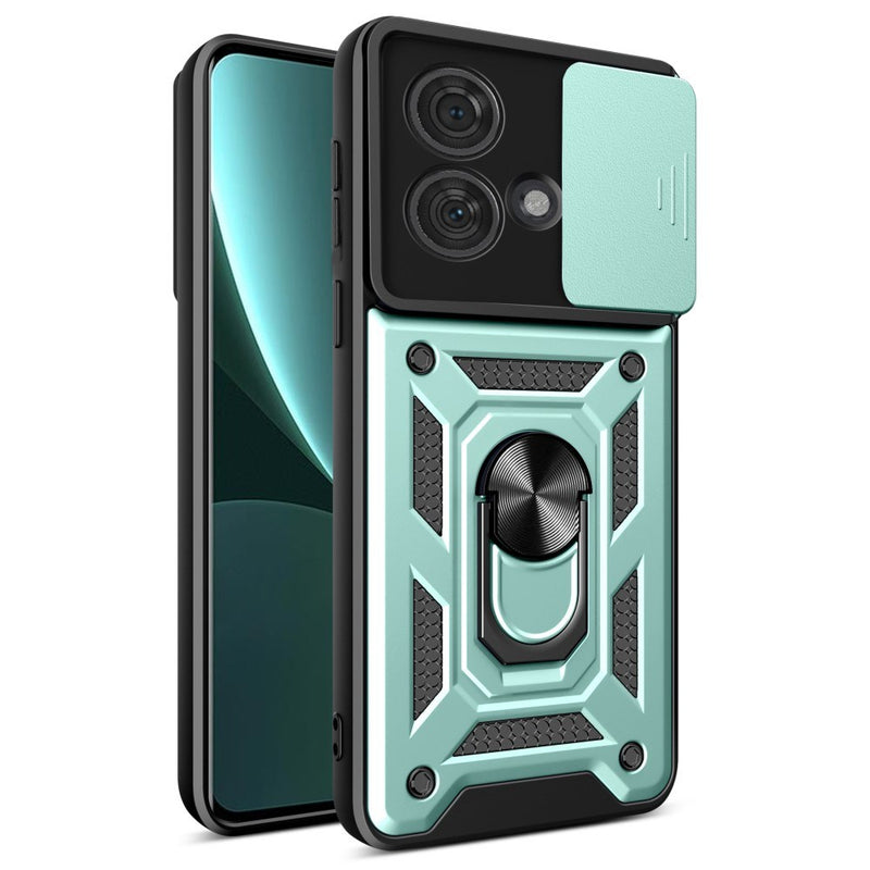 Motorola Edge 40 Neo 5G - SLIDE Hybrid cover med Kickstand & Magnetisk plade - Grøn