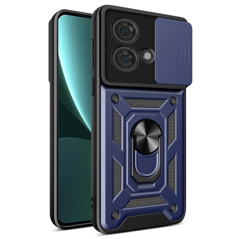 Motorola Edge 40 Neo 5G - SLIDE Hybrid cover med Kickstand & Magnetisk plade - Mørkeblå