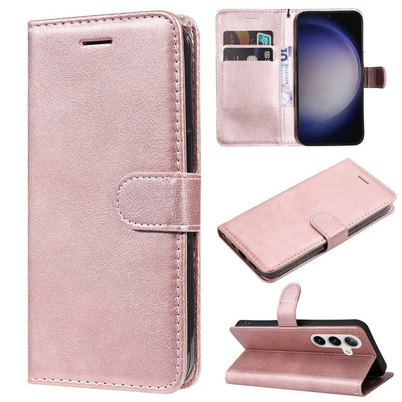 Samsung Galaxy S24 - Læder cover / pung - Aftagelig strop - Rosa guld