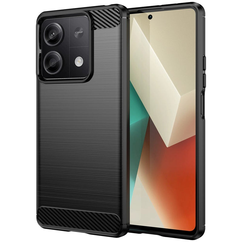 Xiaomi Redmi Note 13 5G - Fleksibelt gummi cover - Børstet design - Sort