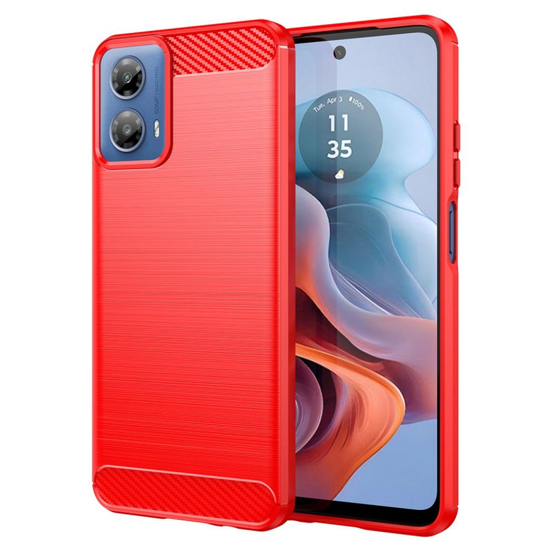 Motorola Moto G34 5G - Fleksibelt gummi cover - Børstet design - Rød