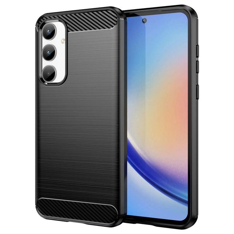 Samsung Galaxy A35 5G - Gummi cover - Børstet design - Sort