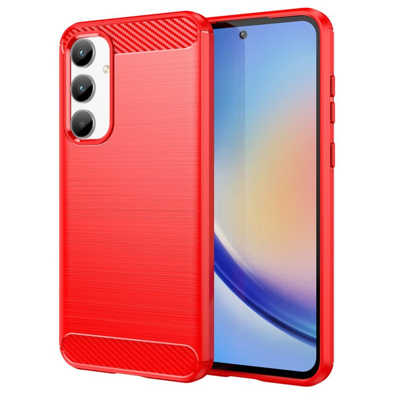 Samsung Galaxy A35 5G - Gummi cover - Børstet design - Rød