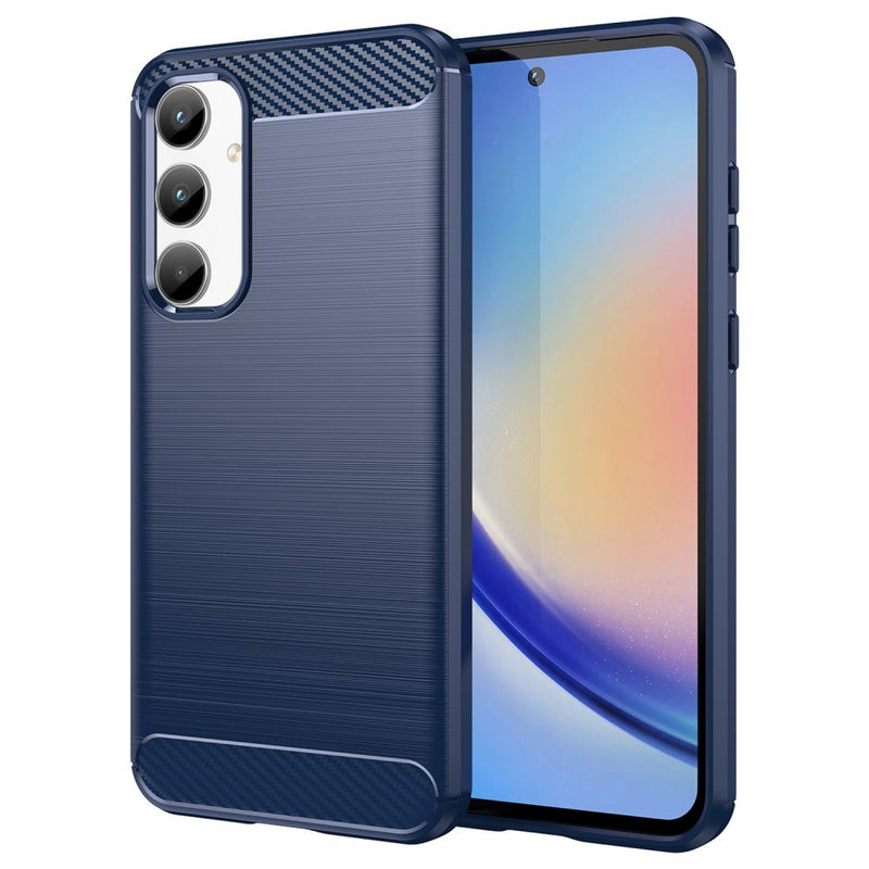 Samsung Galaxy A35 5G - Gummi cover - Børstet design - Blå