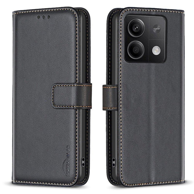 Xiaomi Redmi Note 13 5G - BINFEN læder cover / pung - Sort