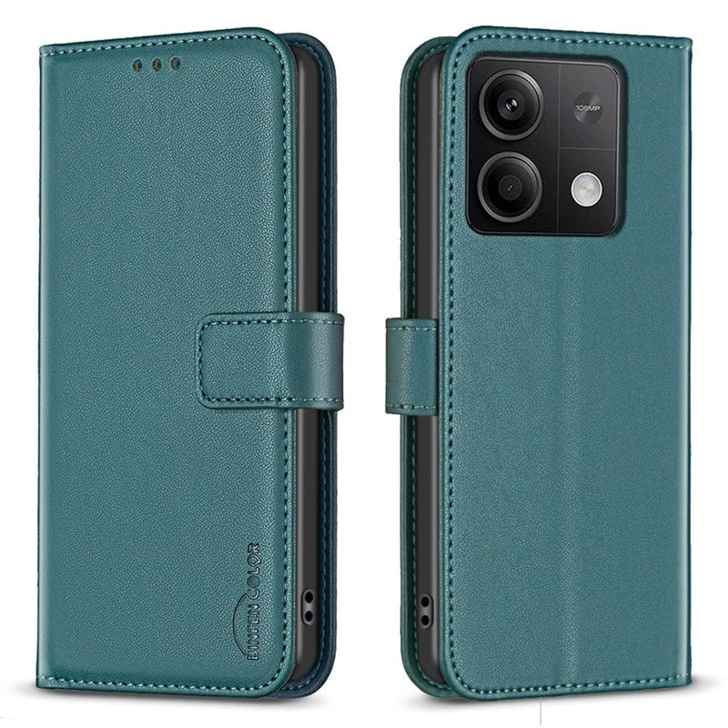 Xiaomi Redmi Note 13 5G - BINFEN læder cover / pung - Grøn