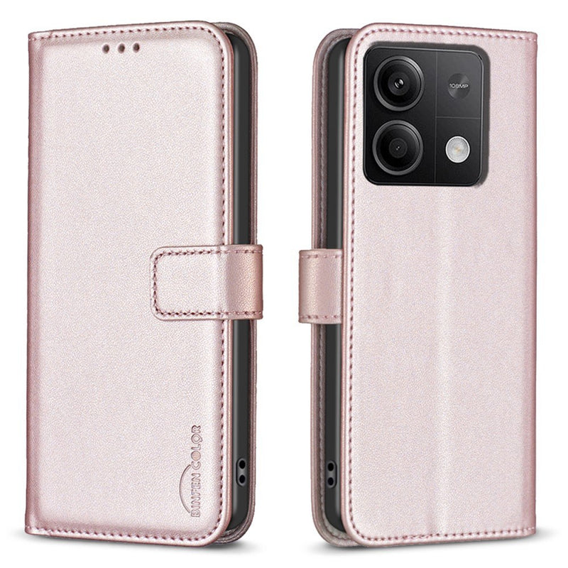 Xiaomi Redmi Note 13 5G - BINFEN læder cover / pung - Rosa guld