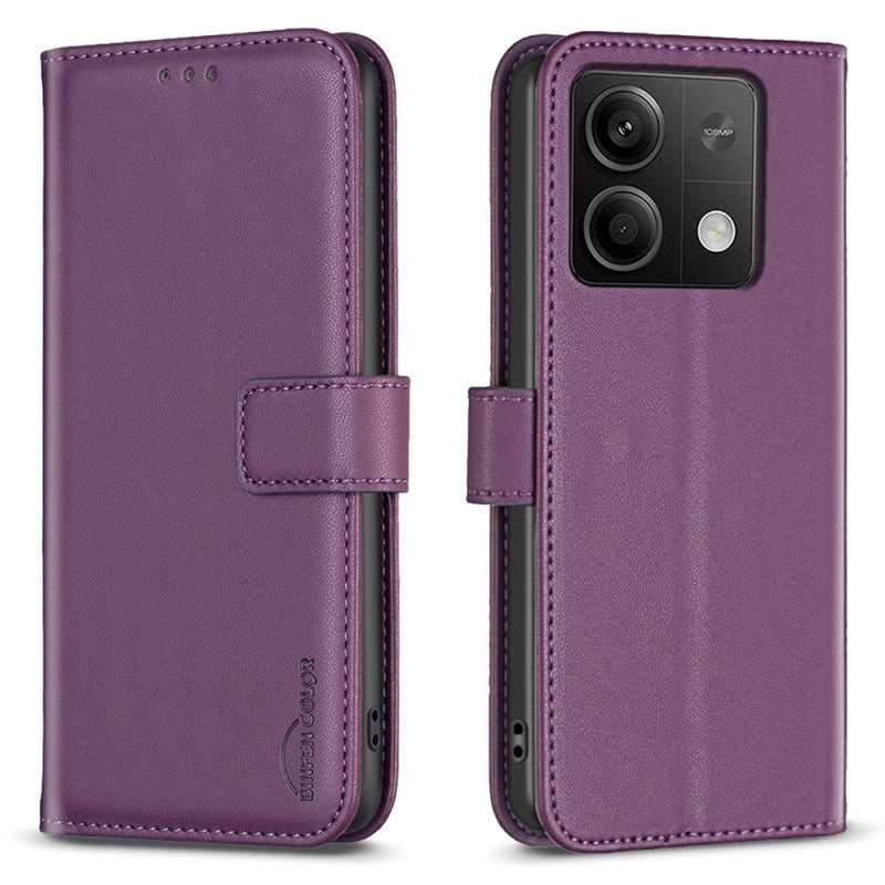 Xiaomi Redmi Note 13 5G - BINFEN læder cover / pung - Mørkelilla