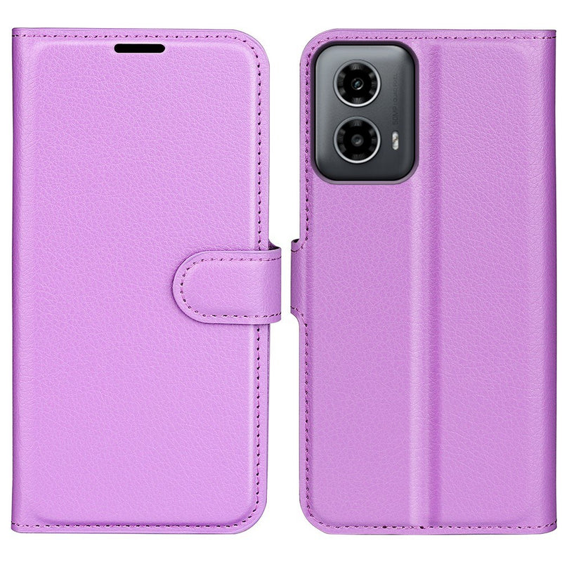 Motorola G34 5G - Læder cover / pung - Lilla