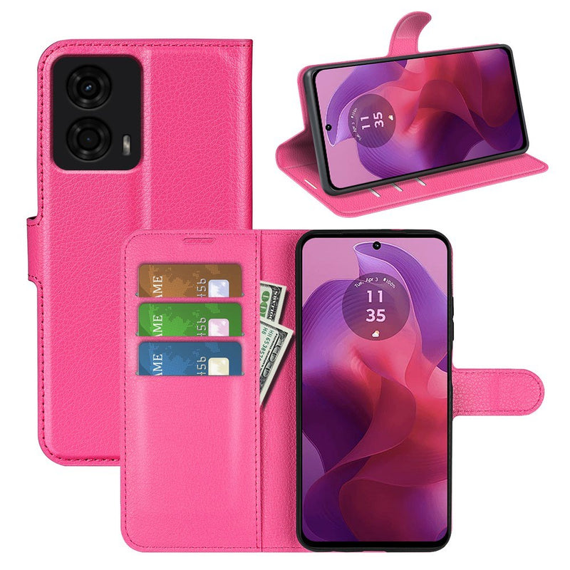 Motorola G24 / G04 - Læder cover / pung - Rosa