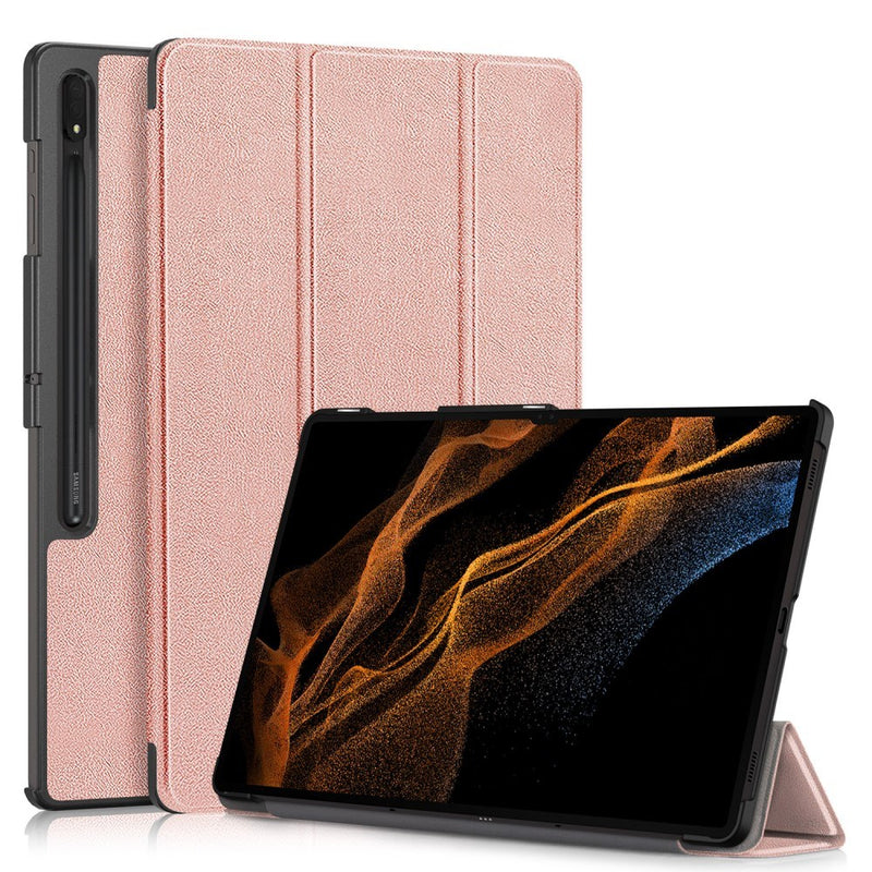 Samsung Galaxy Tab S9 Ultra - Tri-Fold læder cover - Wake up/sleep funktion - Rosa guld