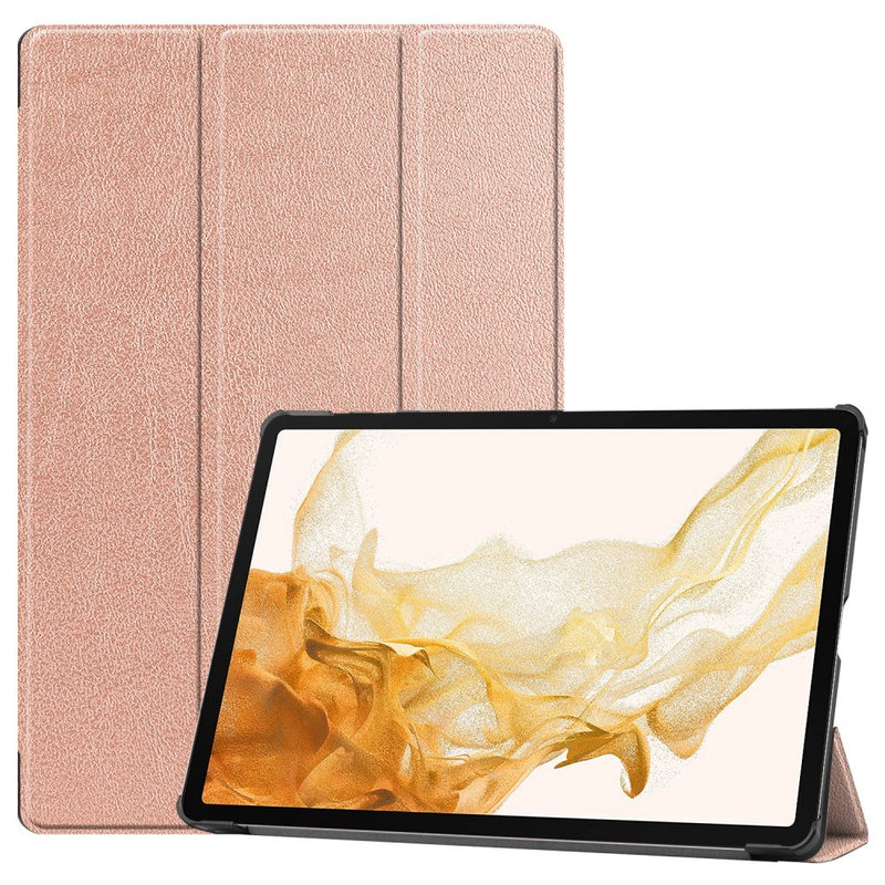 Samsung Galaxy Tab S9 Plus - Slim Tri-Fold læder cover - Rosa guld