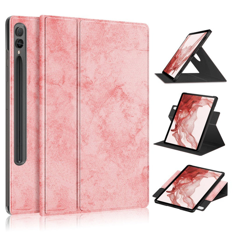 Samsung Galaxy Tab S9 Plus - Læder cover - Roterbar 360 grader - Pink