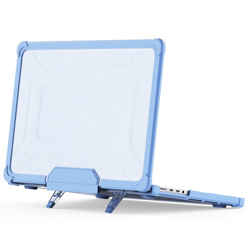 MacBook Pro 14 M3 / M2 / M1 (2023/2021) - Armor shockproof cover med Kickstand - Lyseblå