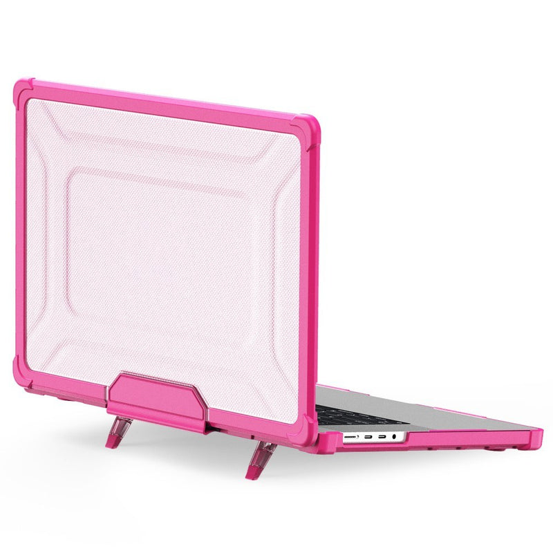 MacBook Pro 16 M1 / M2 / M3 (2021/2023) - Armor shockproof cover med Kickstand - Rosa