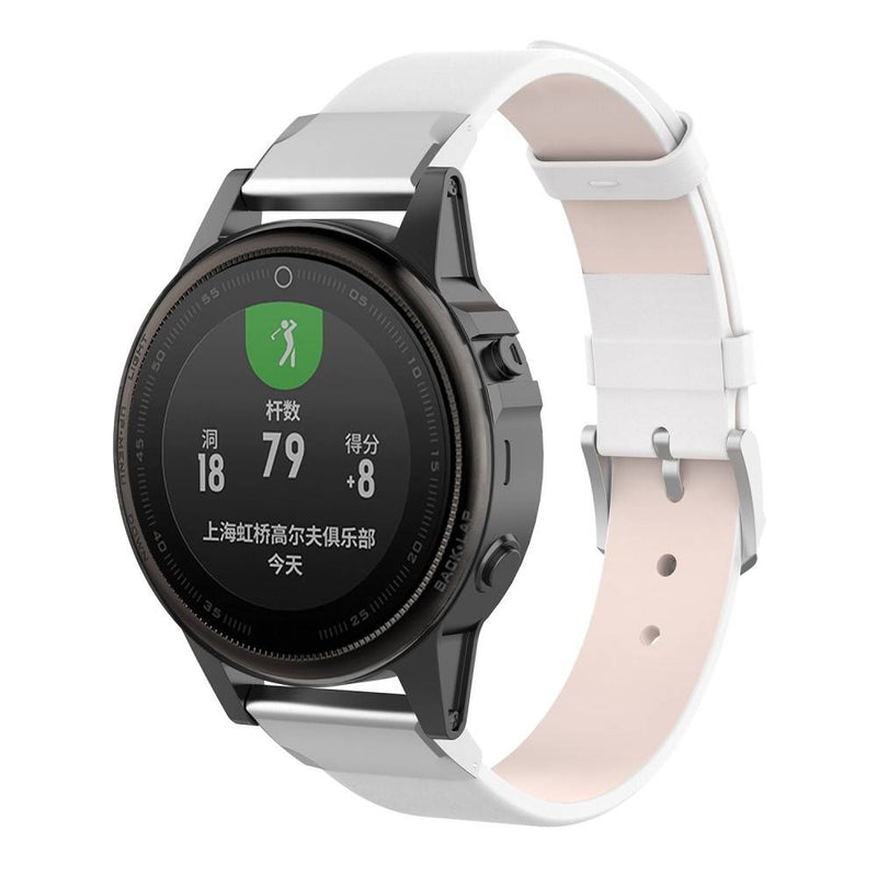 Garmin Fenix 6S/Fenix 5S - Quick Fit Ægte læder urrem 20mm - Hvid