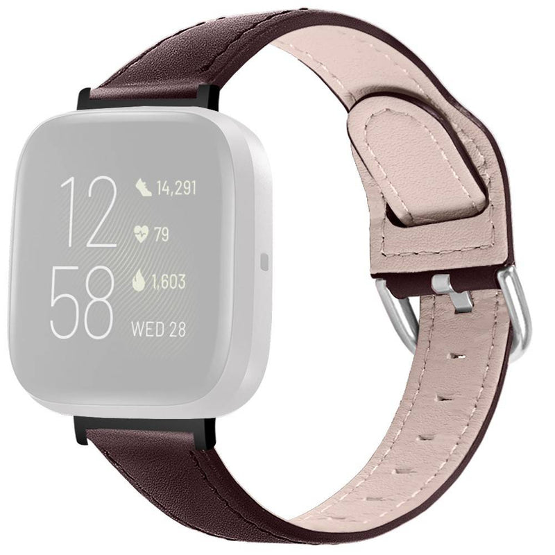 Fitbit Versa 3/Sense - Ægte læder rem 22.5mm - Kaffe