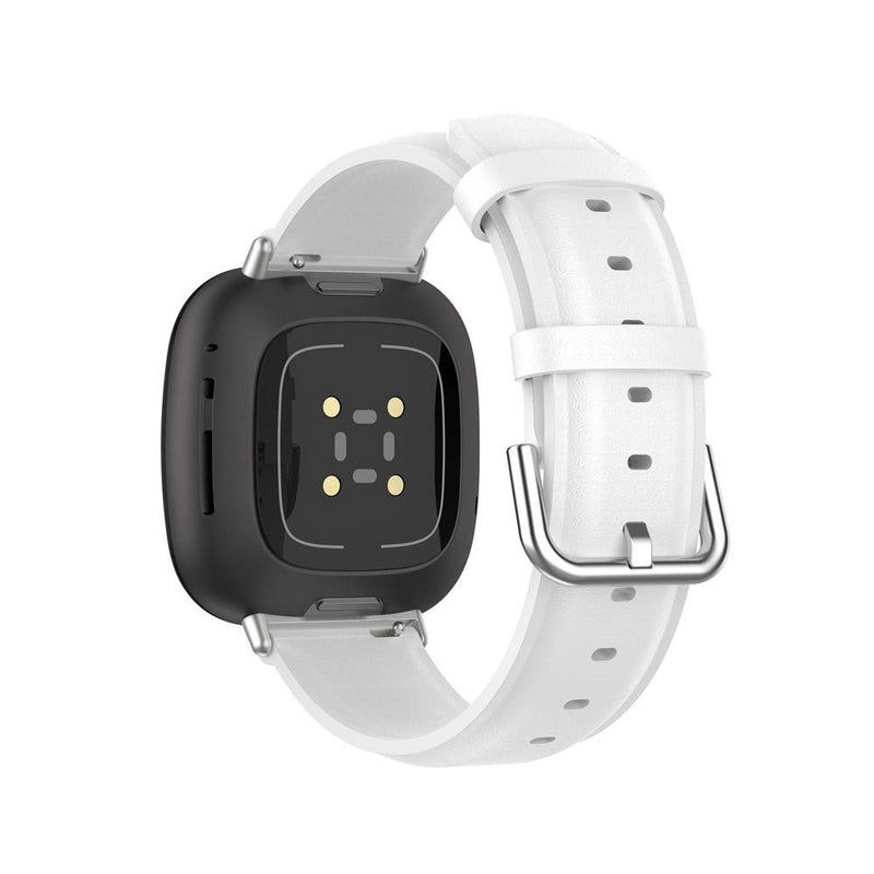 Fitbit Versa 3/Sense - Ægte læder rem - Hvid