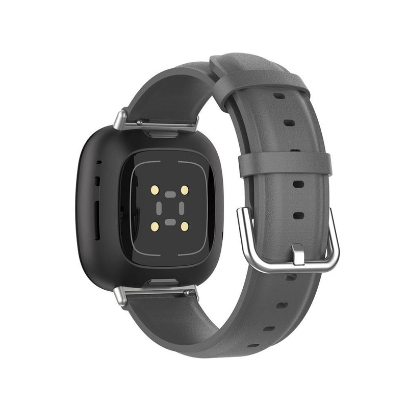 Fitbit Versa 3/Sense - Ægte læder rem - Grå