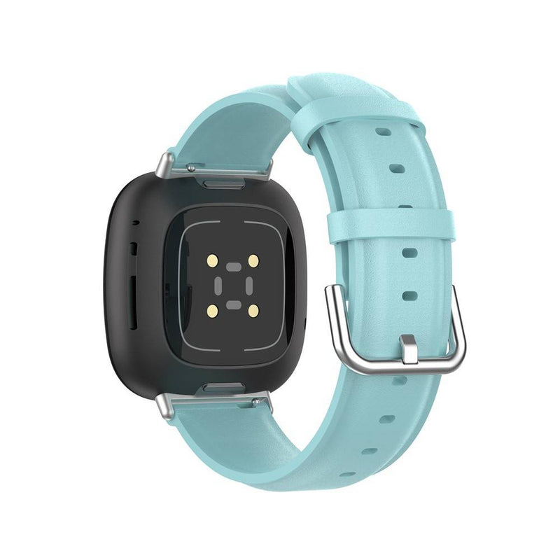 Fitbit Versa 3/Sense - Ægte læder rem - Lyseblå