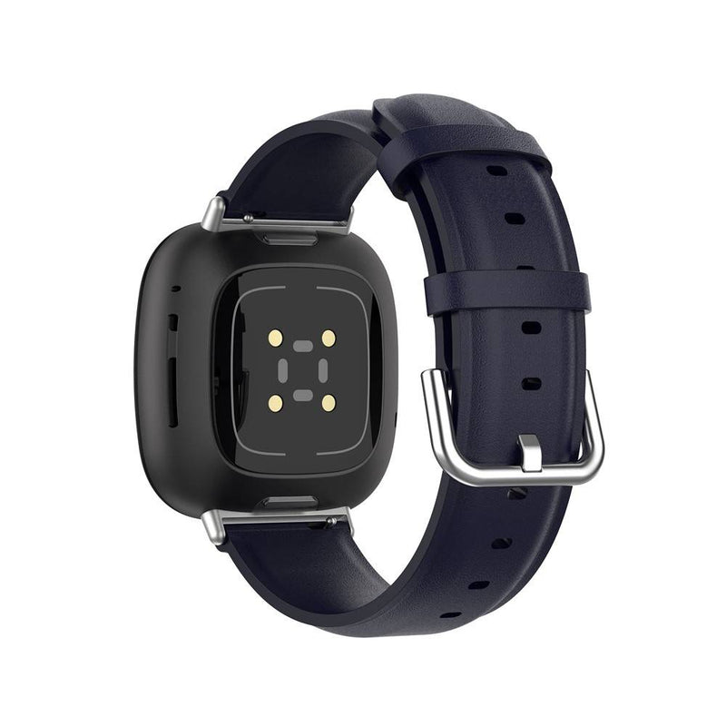 Fitbit Versa 3/Sense - Ægte læder rem - Marineblå