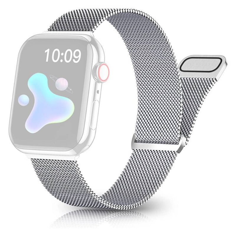 Apple Watch 9/8/7/6/5/4/3/2/1/SE - 41/40/38mm - Rustfri stål urrem m/magnetisk lukning - Sølv