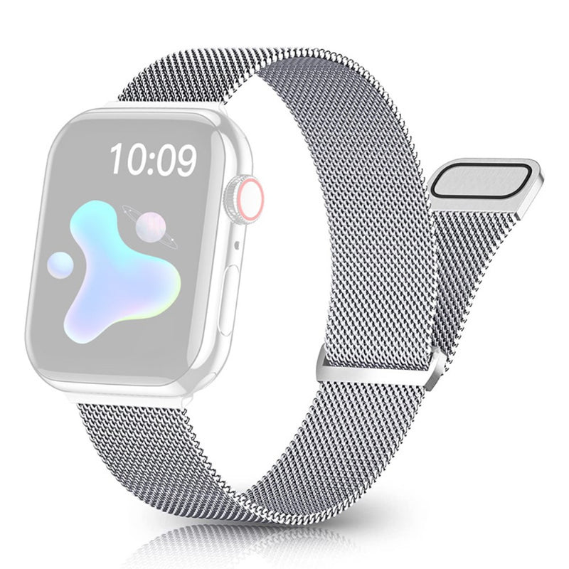 Apple Watch 10/9/8/7/6/5/4/3/2/1/SE - 46/45/44/42mm / Watch Ultra / Ultra 2 - Rustfri stål urrem m/magnetisk lukning - Sølv