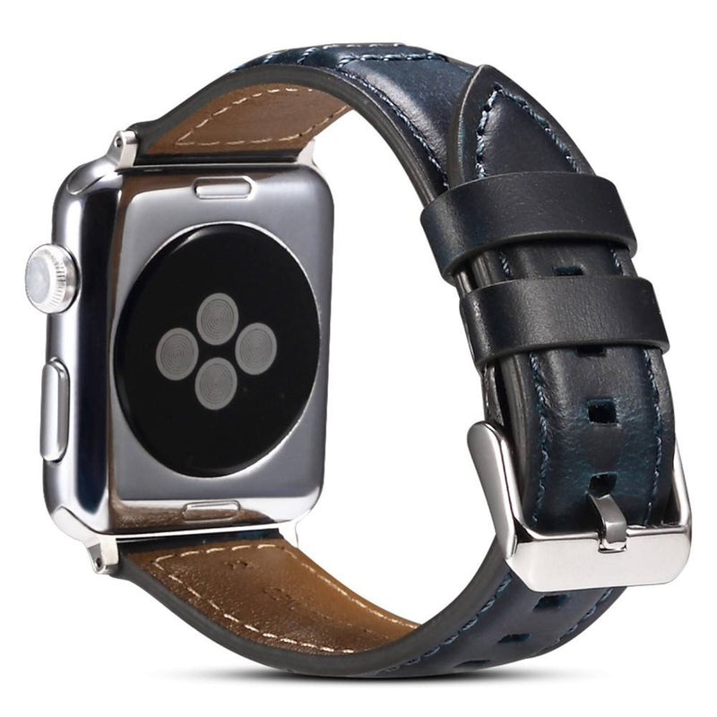 Apple Watch 10/9/8/7/6/5/4/3/2/1/SE - 46/45/44/42mm / Watch Ultra / Ultra 2 - Ægte læder urrem 22mm - Blå