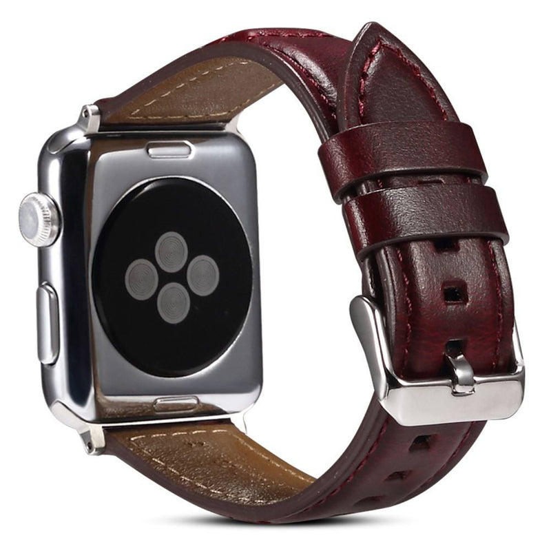 Apple Watch 9/8/7/6/5/4/3/2/1/SE - 41/40/38mm - Ægte læder urrem 22mm - Vinrød