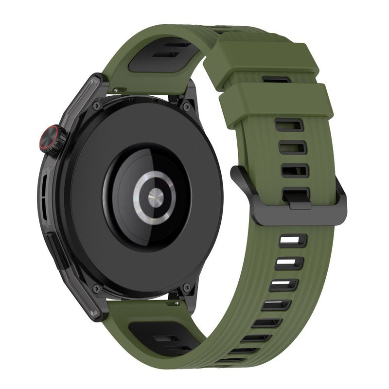 Garmin Vivoactive 4 / Galaxy Watch 46mm - Silikone urrem 22mm - Militærgrøn/sort