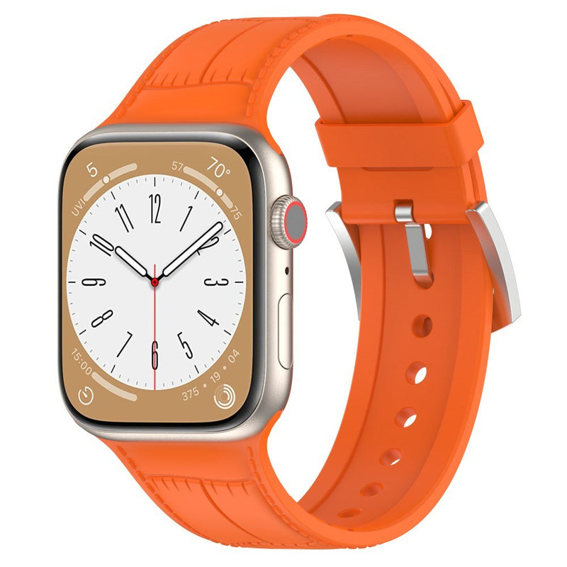 Apple Watch 9/8/7/6/5/4/3/2/1/SE - 41/40/38mm - Silikone urrem - Læder look - Orange