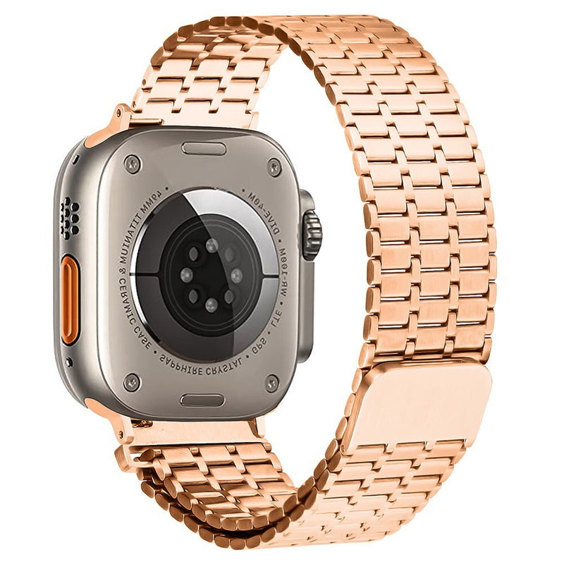 Apple Watch 10/9/8/7/6/5/4/3/2/1/SE - 46/45/44/42mm / Watch Ultra / Ultra 2 - Magnetisk urrem i rustfrit stål - Rosa guld