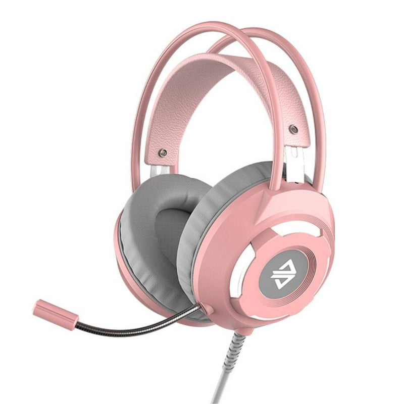 AJAZZ X120 - GAMING Høretelefoner med LED lys - Noise Cancelling - USB kabel 2.2m - Pink