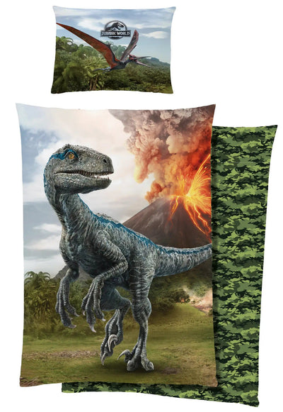 Se Dinosaur sengetøj - 140x200 cm - Jurassic World - Blue - Dynebetræk med 2 i 1 design - Sengesæt i 100% bomuld ❤ Kæmpe udvalg i Licens ❤ Hurtig levering: 1 - 2 Hverdage samt billig fragt - Varenummer: THX-4578-21 og barcode / Ean: '7071673145780 på lager - Udsalg på Sengetøj - Børne sengetøj - Børne sengetøj 140x200 cm Spar op til 55% - Over 1354 design brands på udsalg