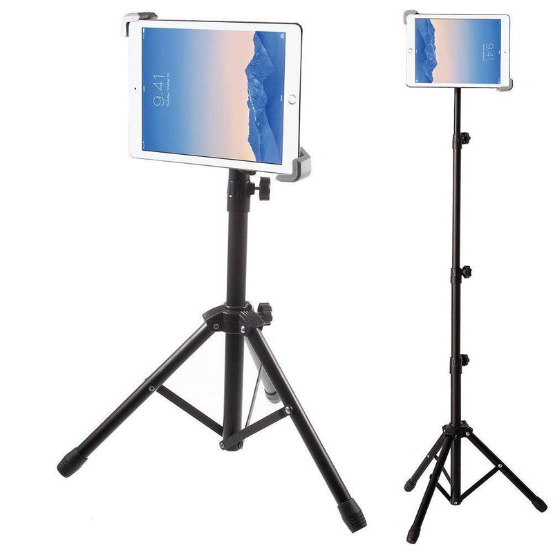 Tripod til iPad / Tablet - Aluminium & Justerbar længde - Sort