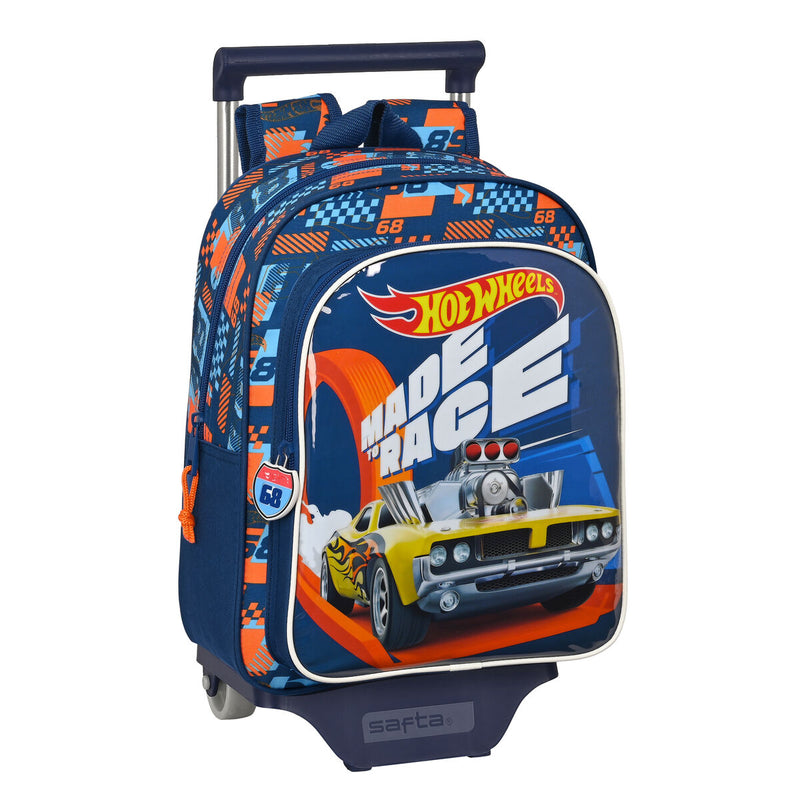 Skolerygsæk med Hjul Hot Wheels Speed club Orange 27 x 33 x 10 cm