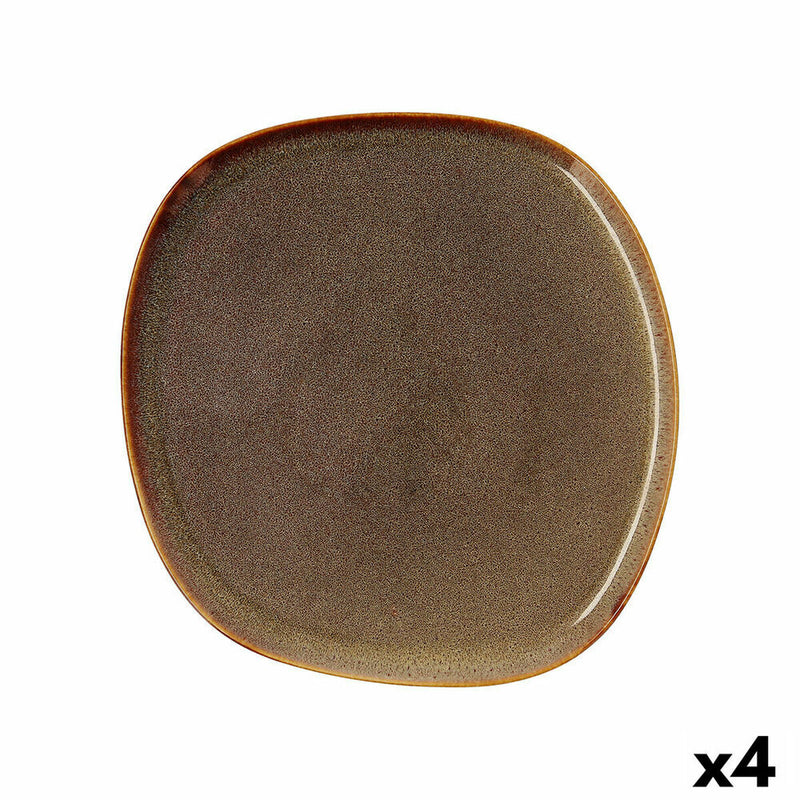 Flad tallerken Bidasoa Ikonic Brun Keramik 26,5 x 25,7 x 1,5 cm 4 stk Pack 4x