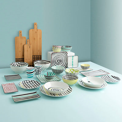 Sæt med køkkentallerkener Bidasoa Zigzag Firkantet 2 enheder Multifarvet Keramik 15 x 15 cm