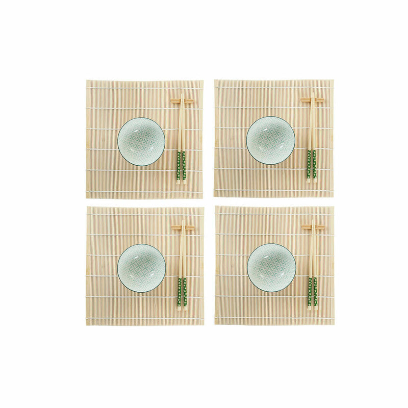 Sushi Sæt 14,5 x 14,5 x 31 cm Grøn Stentøj Orientalsk 16 Dele