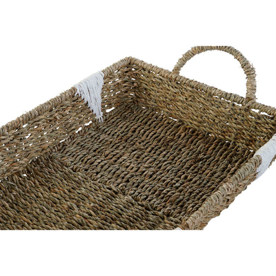 Bakkesæt Home ESPRIT Hvid Natur Metal Boho 51 x 30,5 x 13 cm (3 enheder)