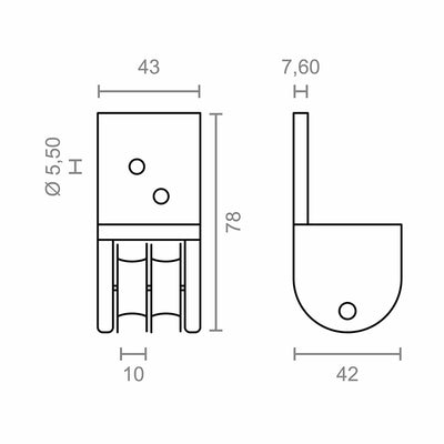 Remskive til pergola Micel TLD19 Nylon 4,3 x 4,2 x 7,8 cm Frontal Hvid