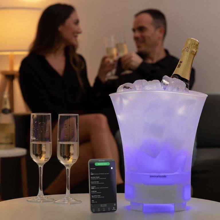 Vinkøler / drinkskøler med LED lys & Bluetooth Højttaler